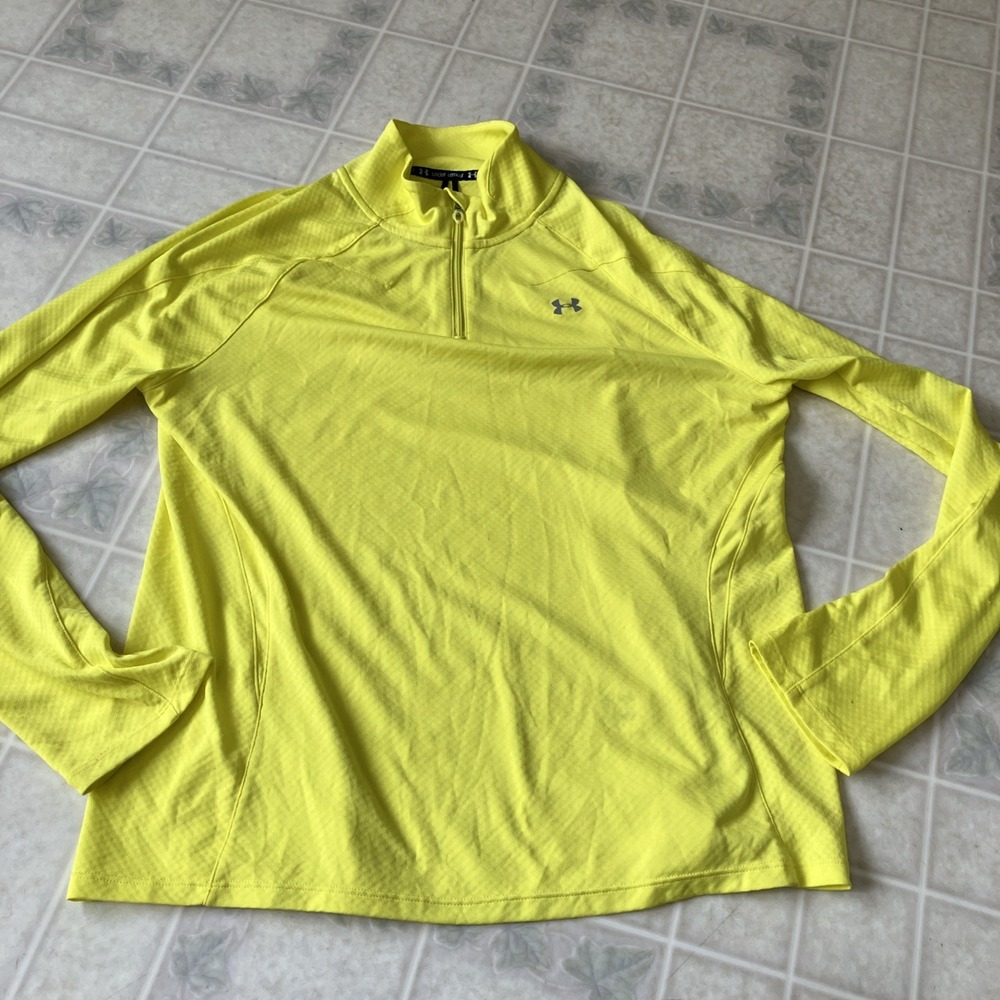 Under Armour 1/2 Zip Loose Fit Heat Gear High Vis Women's XL Long Sleeve